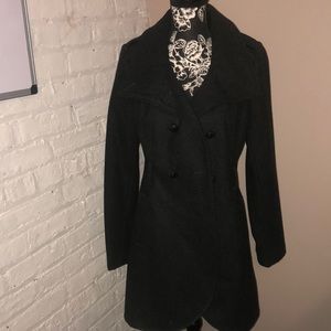 Beautiful pea coat 🧥 dark grey size M Guess LA